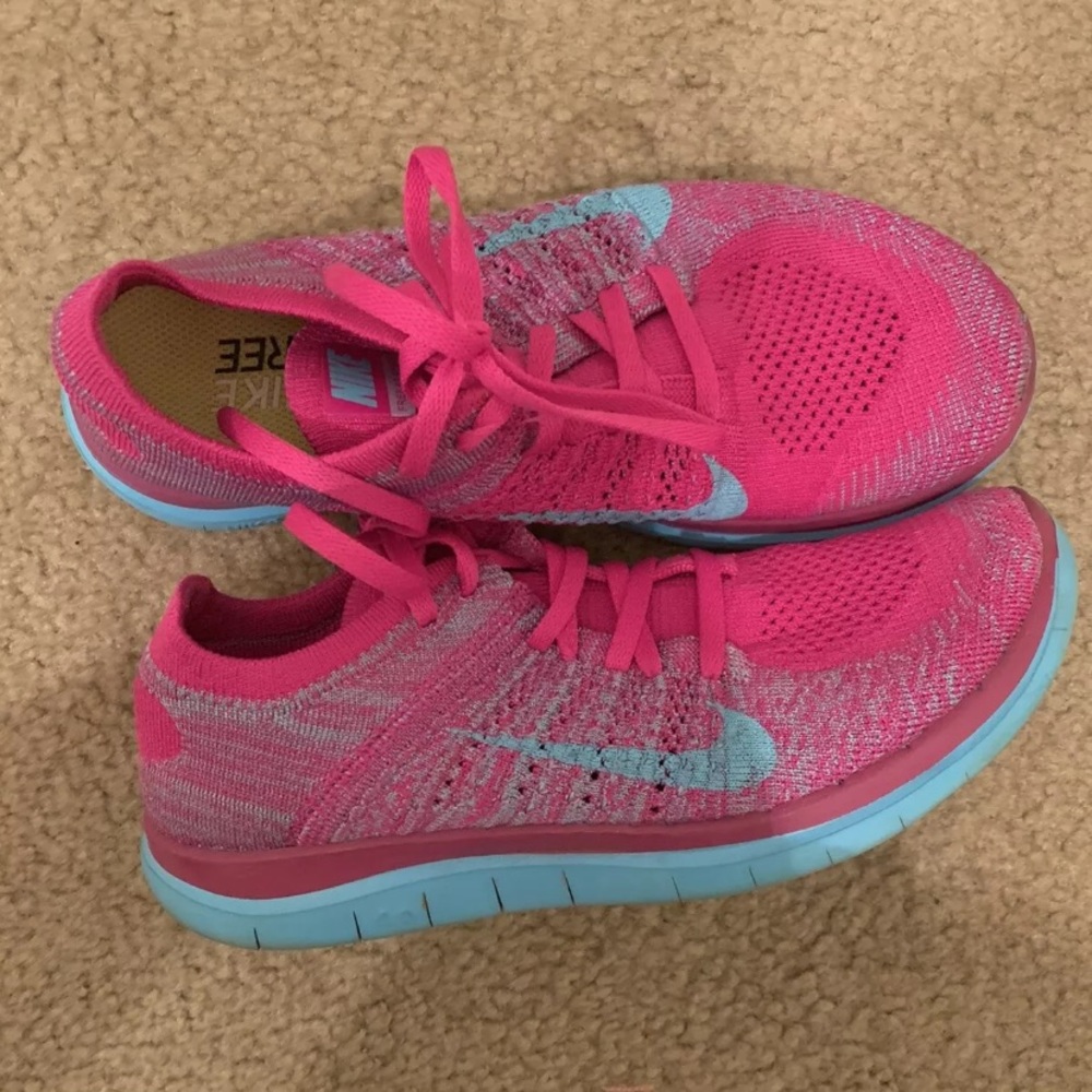Nike Hot Pink And Turquoise Lace Shoes